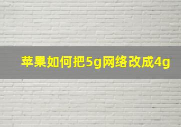 苹果如何把5g网络改成4g