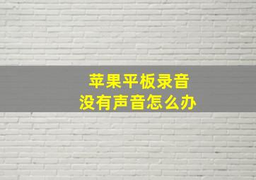 苹果平板录音没有声音怎么办