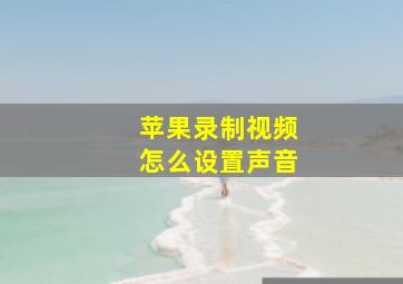 苹果录制视频怎么设置声音