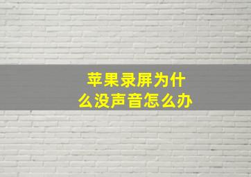 苹果录屏为什么没声音怎么办