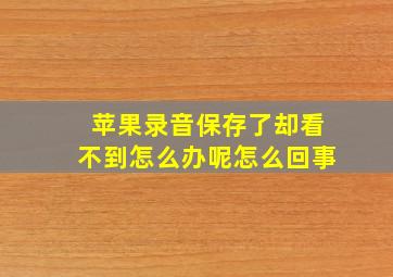 苹果录音保存了却看不到怎么办呢怎么回事