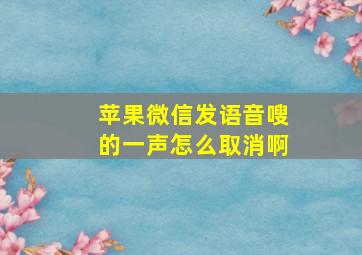 苹果微信发语音嗖的一声怎么取消啊