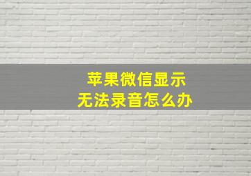 苹果微信显示无法录音怎么办