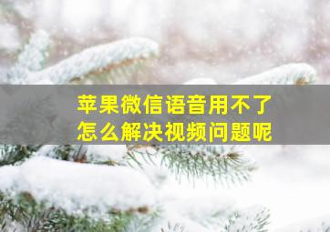 苹果微信语音用不了怎么解决视频问题呢