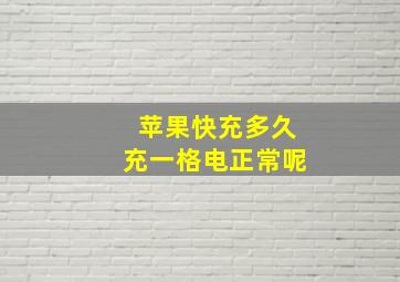 苹果快充多久充一格电正常呢