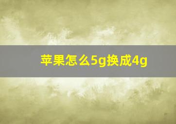 苹果怎么5g换成4g