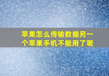 苹果怎么传输数据另一个苹果手机不能用了呢