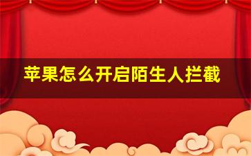 苹果怎么开启陌生人拦截