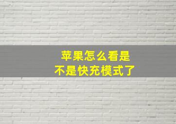 苹果怎么看是不是快充模式了