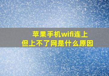 苹果手机wifi连上但上不了网是什么原因