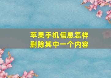 苹果手机信息怎样删除其中一个内容