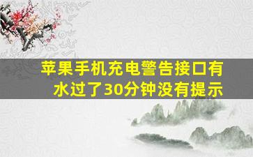 苹果手机充电警告接口有水过了30分钟没有提示