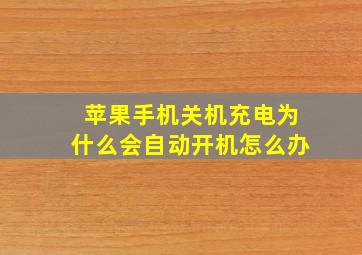 苹果手机关机充电为什么会自动开机怎么办