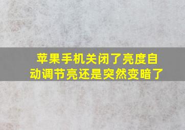 苹果手机关闭了亮度自动调节亮还是突然变暗了