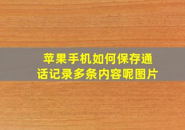 苹果手机如何保存通话记录多条内容呢图片