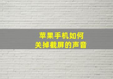 苹果手机如何关掉截屏的声音