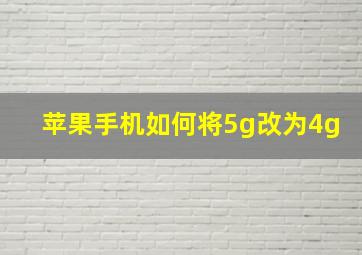 苹果手机如何将5g改为4g