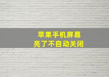 苹果手机屏幕亮了不自动关闭