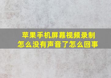 苹果手机屏幕视频录制怎么没有声音了怎么回事