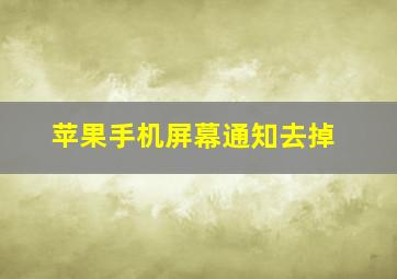 苹果手机屏幕通知去掉