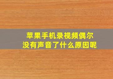 苹果手机录视频偶尔没有声音了什么原因呢