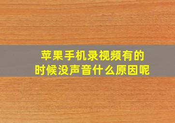 苹果手机录视频有的时候没声音什么原因呢