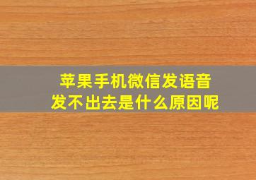 苹果手机微信发语音发不出去是什么原因呢