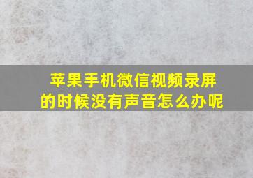 苹果手机微信视频录屏的时候没有声音怎么办呢