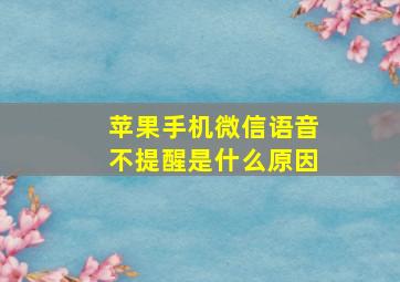 苹果手机微信语音不提醒是什么原因