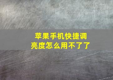 苹果手机快捷调亮度怎么用不了了