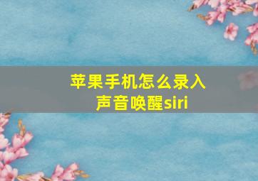 苹果手机怎么录入声音唤醒siri