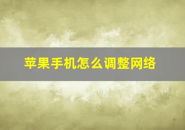 苹果手机怎么调整网络