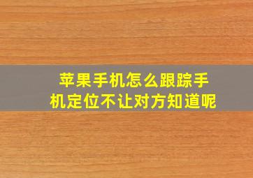 苹果手机怎么跟踪手机定位不让对方知道呢