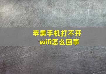 苹果手机打不开wifi怎么回事