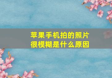 苹果手机拍的照片很模糊是什么原因