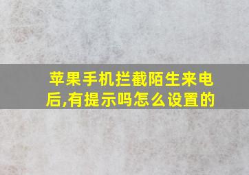 苹果手机拦截陌生来电后,有提示吗怎么设置的