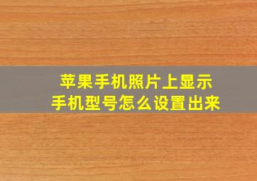 苹果手机照片上显示手机型号怎么设置出来