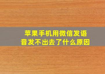 苹果手机用微信发语音发不出去了什么原因