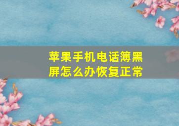 苹果手机电话簿黑屏怎么办恢复正常