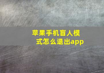 苹果手机盲人模式怎么退出app