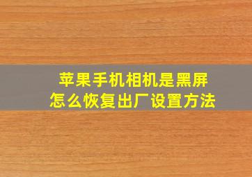 苹果手机相机是黑屏怎么恢复出厂设置方法