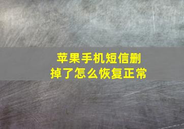 苹果手机短信删掉了怎么恢复正常