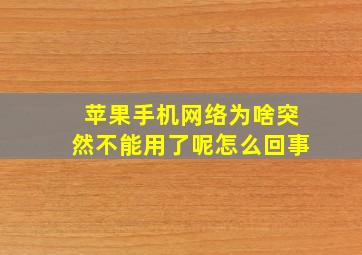 苹果手机网络为啥突然不能用了呢怎么回事