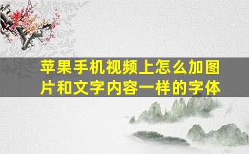 苹果手机视频上怎么加图片和文字内容一样的字体