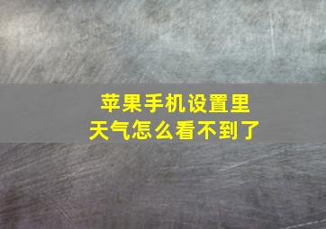 苹果手机设置里天气怎么看不到了