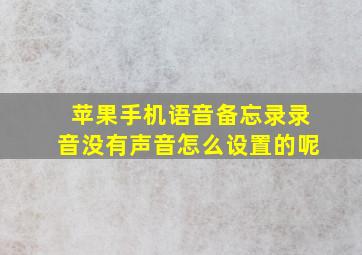 苹果手机语音备忘录录音没有声音怎么设置的呢