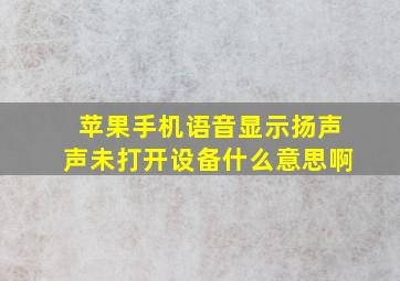 苹果手机语音显示扬声声未打开设备什么意思啊