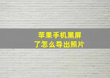 苹果手机黑屏了怎么导出照片