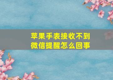 苹果手表接收不到微信提醒怎么回事