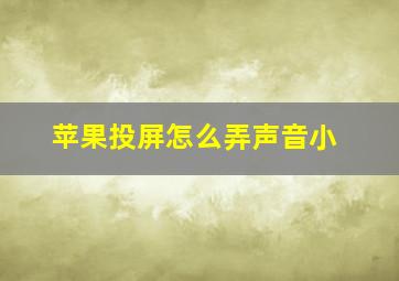 苹果投屏怎么弄声音小